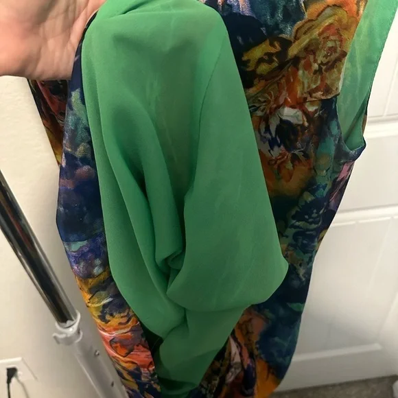 Suzi Chin For Maggy Boutique Abstract Watercolor Print Sheath Silk Dress‎ Size 6 - Picture 11 of 11